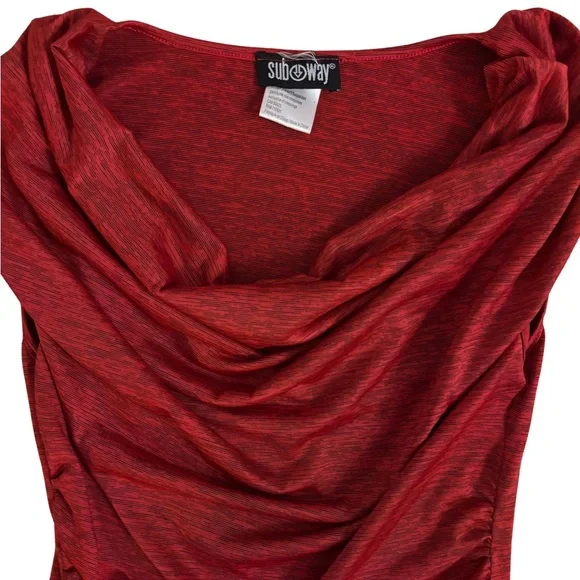 Y2K Red Drape Ruched Top - Picture 2 of 4